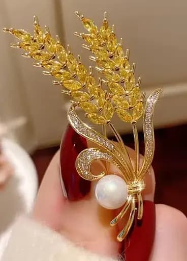 Брошь Колосья пшеницы два колоска брошь-булавка символ Украины желтая - фото 3