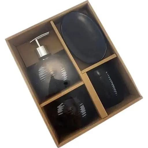 Набор аксессуаров для ванной комнаты No brand керамический черный 4 предмета 17x14x10 см - фото 6