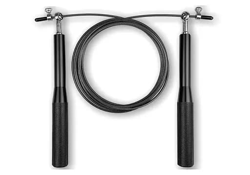 Скоростная скакалка EasyFit Aluminium со стальным тросом и алюминиевыми ручками черная (EF-1910-BK) - фото 1