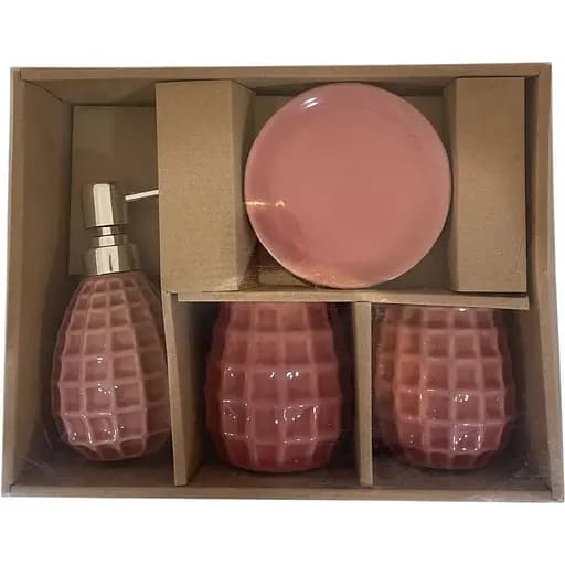 Набор аксессуаров для ванной комнаты No brand керамический розовый 28.5x22.5x9 см - фото 7