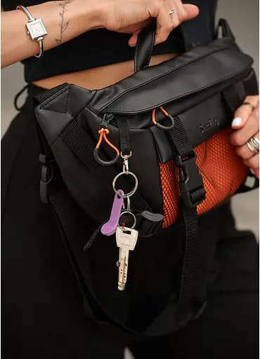 Женская сумка бананка Sambag Dynamicdart черно-оранжевая 38 × 21 × 7 см (80411129) - фото 18