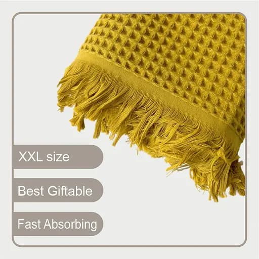 Вафельное полотенце Lovely Svi - хлопок- для ванной, отелей, спа - XXL 90х180 см -Желтый (402437) - фото 2