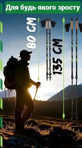 Палки для скандинавской ходьбы PowerPlay 9104 Lykke 80-135 см Black/Green (пара) (PP_9104_LYKKE) - фото 10