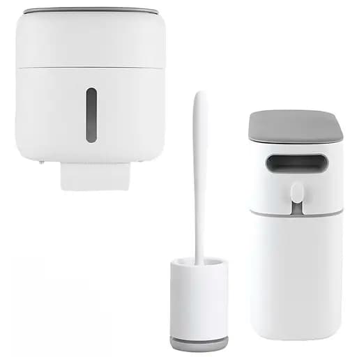 Набор аксессуаров для ванной комнаты МВМ My Home MVM-38 белый с серым (MVM-MH-38 WHITE/GRAY) - фото 1