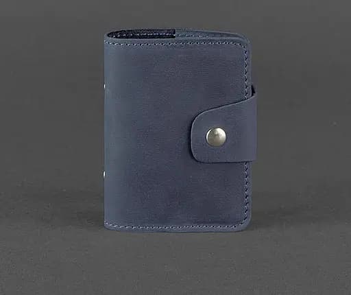 Кожаный кард-кейс 7.1 (Книжечка) синий - фото 1