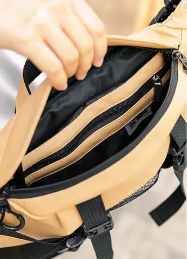 Большая женская поясная сумка бананка Sambag DynamicDart бежевая 38×21×7 см (80411026) - фото 7