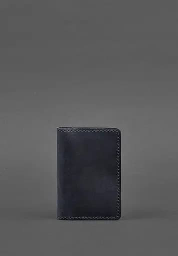 Кожаный кард-кейс (визитница) 6.0 синий Crazy Horse - фото 2