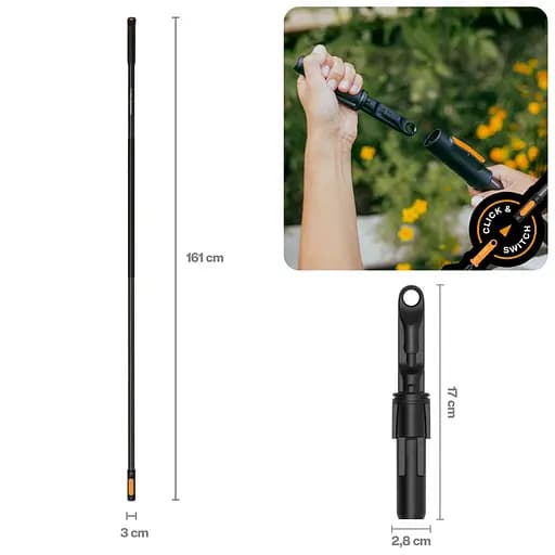 Ручка алюмінієва Fiskars OneClick L, 161 см + адаптер для насадок QuikFit (1080705) - фото 2