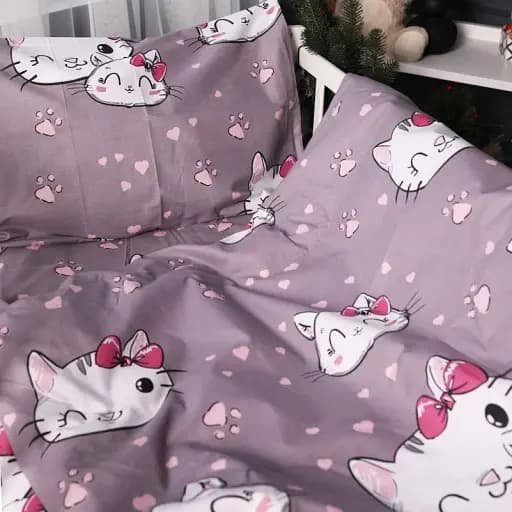 Наволочка MirSon Бязь Kids Time 17-0691 Cat with a paw 40х60 см темно-пудрова (2200010456196) - фото 3