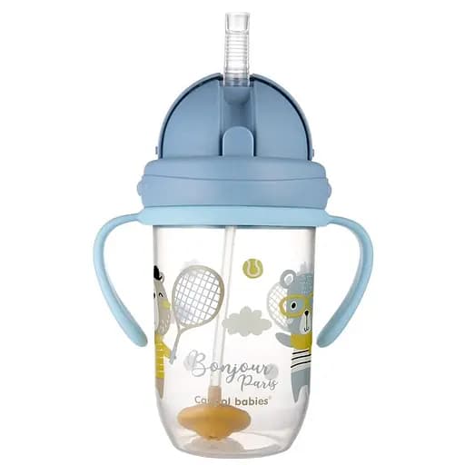 Чашка непроливайка з трубочкою та обтяжувачем Canpol babies Bonjour Paris 270 мл синій - фото 2