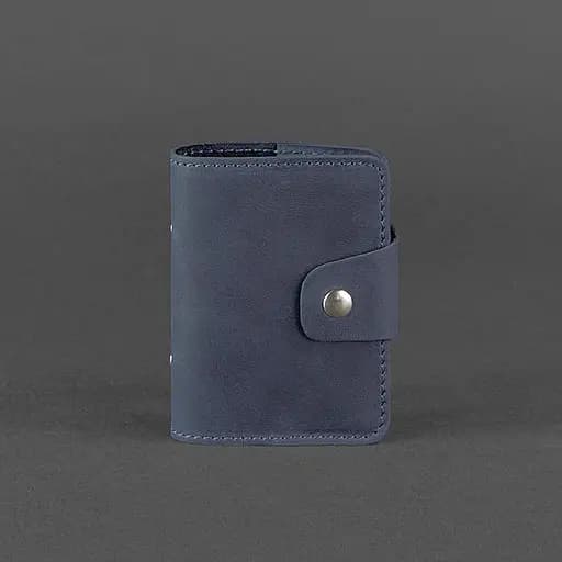 Кожаный кард-кейс 7.1 (Книжечка) синий - фото 6