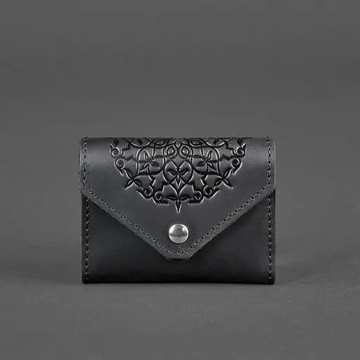 Кожаный женский кард-кейс 3.0 черный с мандалой - фото 6