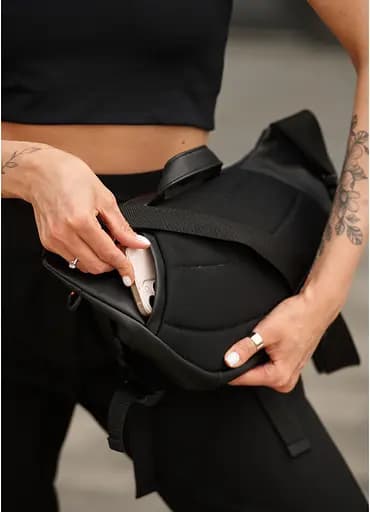 Женская сумка бананка Sambag Dynamicdart черно-оранжевая 38 × 21 × 7 см (80411129) - фото 16