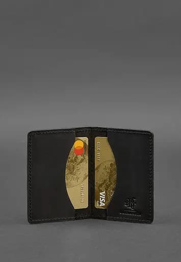 Мужской кожаный кард-кейс (визитница) 6.0 Карбон черный - фото 3