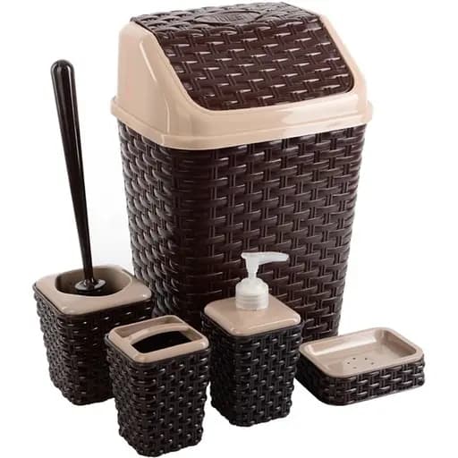 Набор для ванной комнаты Violet House 0786 Ротанг 5 в 1 коричневый (0786 Ротанг BROWN д/ванної 5 в 1) - фото 1