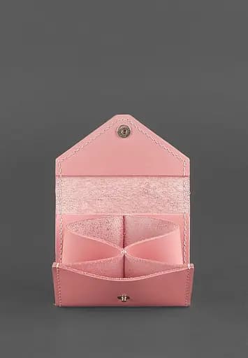 Женский кожаный кард-кейс 3.0 (гармошка) Розовый с мандалой - фото 3