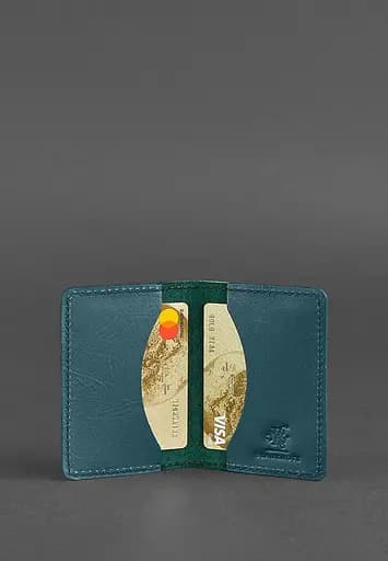 Женский кожаный кард-кейс (визитница) 6.0 зеленый - фото 3