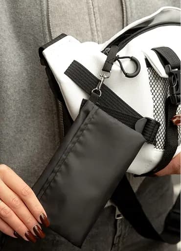 Большая женская поясная сумка бананка Sambag DynamicDart белая 38×21×7 см (80411008) - фото 9