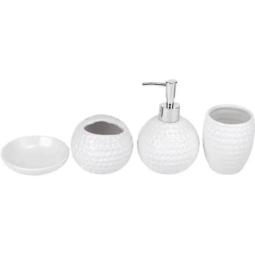 Набор аксессуаров для ванной No brand Гольф керамический белый 4 предмета 23x21x11 см - фото 2