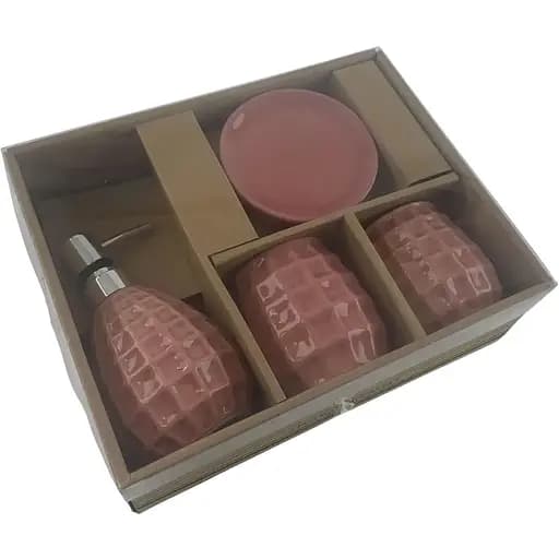 Набор аксессуаров для ванной комнаты No brand керамический розовый 28.5x22.5x9 см - фото 6