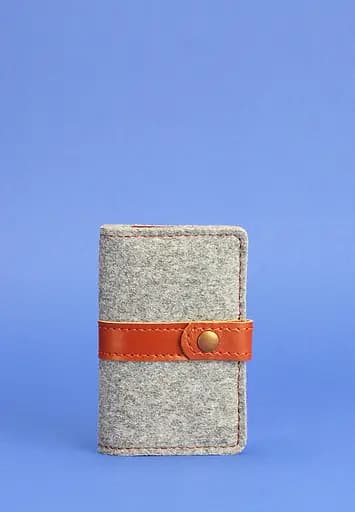 Фетровый кард-кейс (визитница) 6.1 с кожаными коричневыми вставками - фото 1