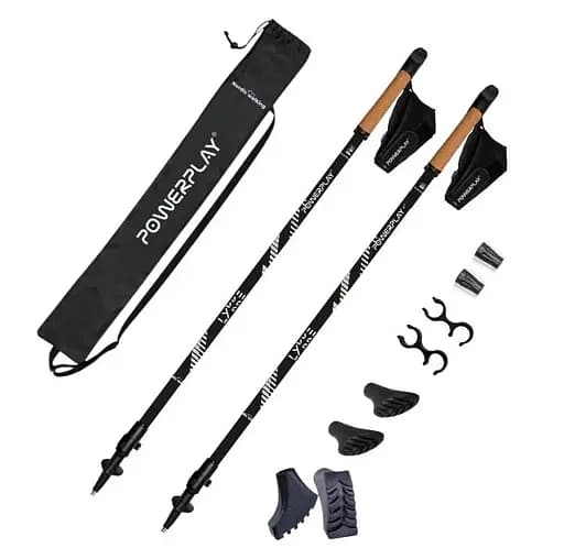 Палки для скандинавской ходьбы PowerPlay 9111 Lykke Black/White 80-135 см (пара) + 2-и пары сапог + чехол (PP_9111_White) - фото 2
