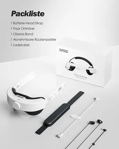 Ремінець SUPERUS Elite з акумулятором для Meta Quest 3S/Quest 3 - Ремінець для голови з акумулятором з навушниками для аксесуарів - фото 4