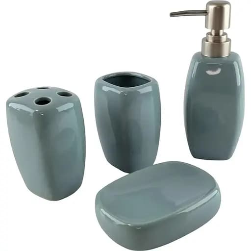 Набор аксессуаров для ванной комнаты No brand керамический сине-серый 23x21x11 см - фото 2