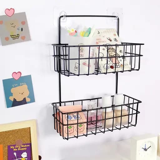 Настінна полиця-органайзер Stenson 25.5х10х33.5 см чорна (25584) - фото 5