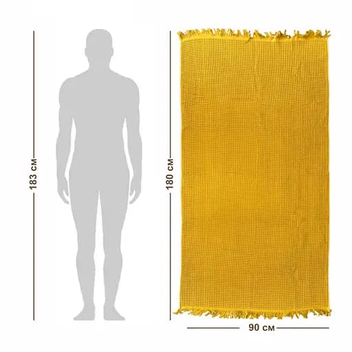 Вафельное полотенце Lovely Svi - хлопок- для ванной, отелей, спа - XXL 90х180 см -Желтый (402437) - фото 4