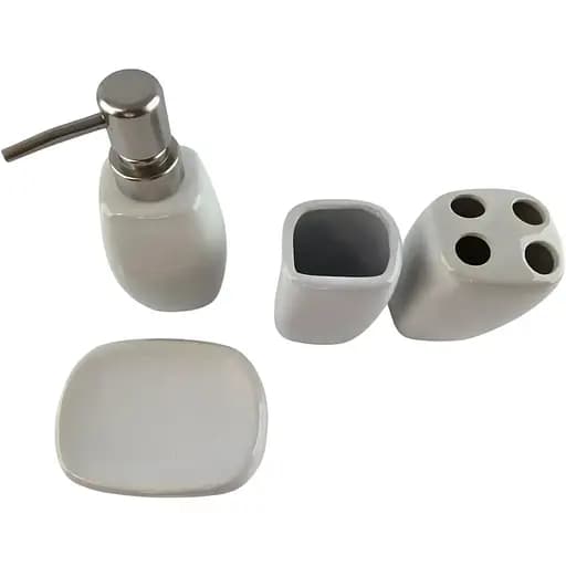 Набор аксессуаров для ванной комнаты No brand керамический белый 23x21x11 см - фото 3