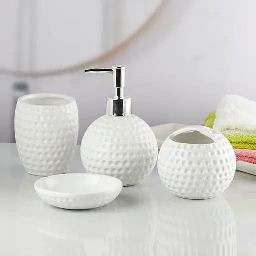 Набор аксессуаров для ванной No brand Гольф керамический белый 4 предмета 23x21x11 см - фото 8