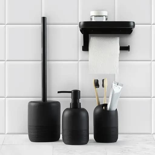 Набор аксессуаров для ванной комнаты МВМ My Home MVM-18: BA-01, BA-03, BA-04, BA-06, черный (MVM-MH-18 BLACK) - фото 1