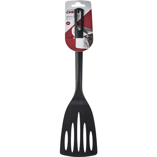 Лопатка кухонна Bravo Chef з прорізями, пластикова, чорна, 30,1 см (BC-5107/4) - фото 1
