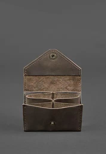 Кожаный кард-кейс 3.0 темно-коричневый с мандалой - фото 4