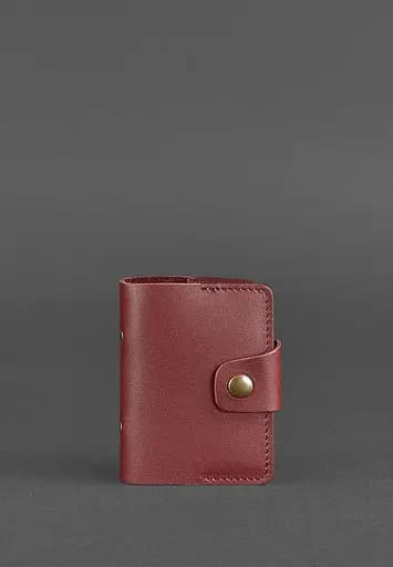 Женский кожаный кард-кейс 7.1 (Книжечка) бордовый - фото 2