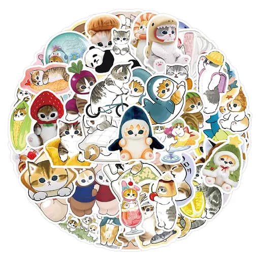 Стикерпак Набор наклеек Милый кот 50 штук - фото 1