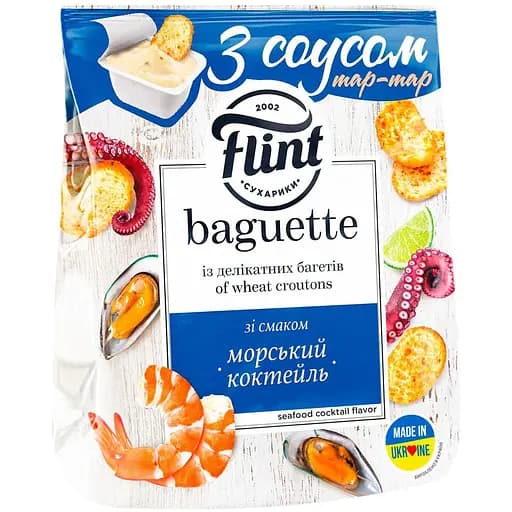Сухарики Flint Baguette Морський коктейль із соусом тартар 65 г (918054) - фото 1