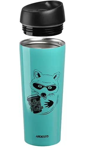 Термокружка Ardesto Coffee time Raccon, 450 мл, бірюзовий (AR2645DTB) - фото 2