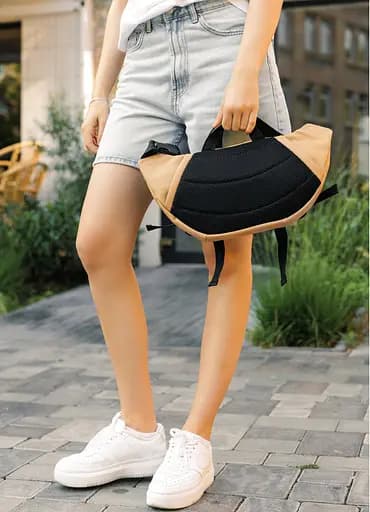 Большая женская поясная сумка бананка Sambag DynamicDart бежевая 38×21×7 см (80411026) - фото 9