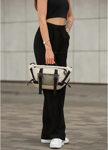 Женская сумка бананка Sambag Dynamicdart серая 38 × 21 × 7 см (80411030) - фото 13