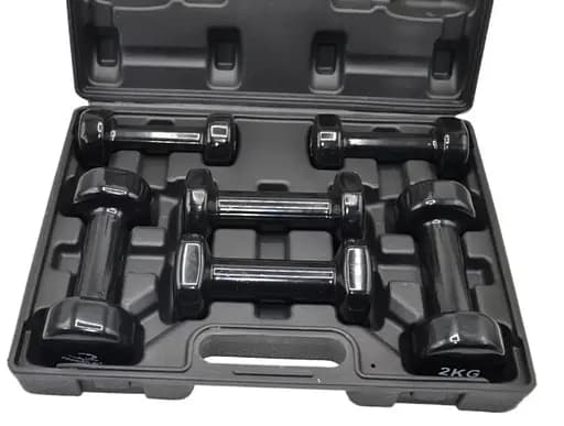 Набір гантелей в кейсі 9 кг. PowerPlay 4121 Fitness Dumbells (2 шт*1 кг, 2 шт*1,5 кг, 2 шт*2 кг) (PP_4121_9kg) - фото 2