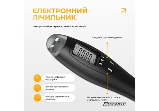 Скакалка со счетчиком EasyFit TwinRope скоростная 2,8 м черно-серая (EF-1909-GY) - фото 4