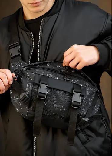 Мужская сумка бананка Sambag Dynamicdart черная 38 × 21 × 7 см (80411702m) - фото 8