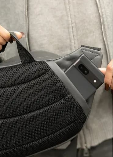 Большая женская поясная сумка бананка Sambag DynamicDart графитовая 38×21×7 см (80411009) - фото 5