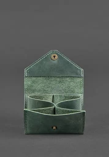 Кожаный кард-кейс 3.0 зеленый с мандалой - фото 4