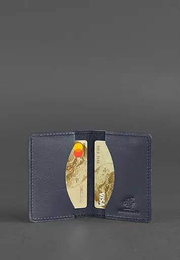 Кожаный кард-кейс (визитница) 6.0 темно-синий - фото 3