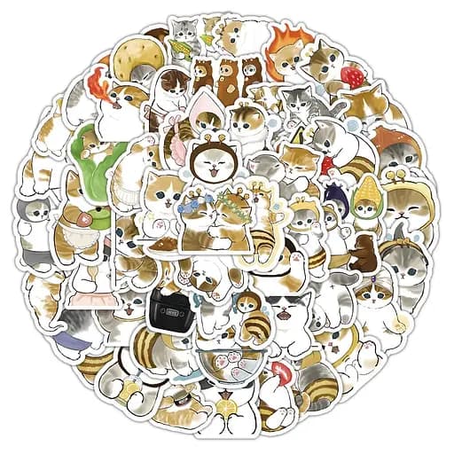 Стикерпак GeekLand The cuteness of the cat-bees 100 штук - фото 2