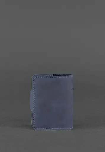 Кожаный кард-кейс 7.1 (Книжечка) синий - фото 5