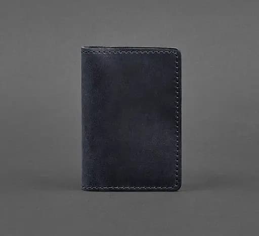 Кожаный кард-кейс (визитница) 6.0 синий Crazy Horse - фото 1